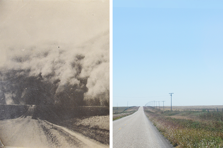 dustbowl comparison photos taken from same location during dustbowl and many years after the dustbowl